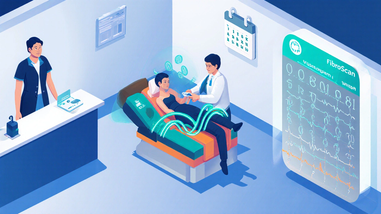 Изометрический рисунок процесса FibroScan в клинике: приём, исследование и результаты.