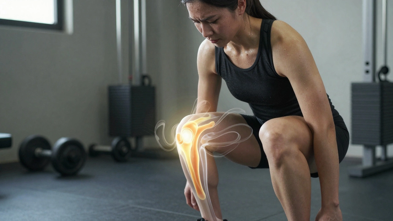 Атлет выполняет реабилитационное упражнение, символизирующее восстановление функции.