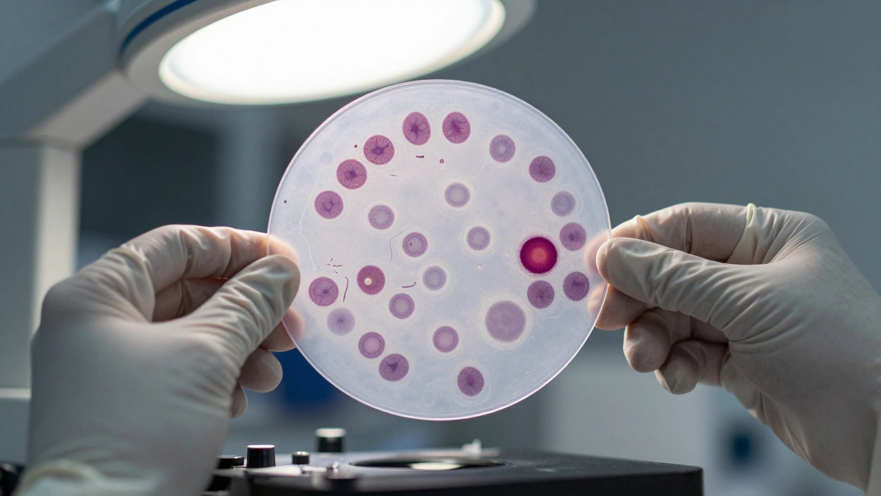 Микроскопический вид мазка крови с аномальными формами клеток