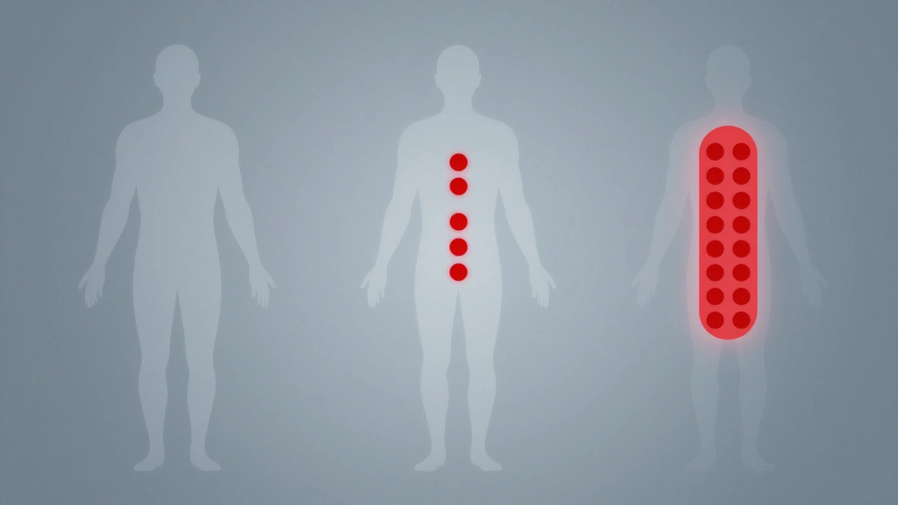 Три сравнительных схемы анализа крови: норма, бактериальная инфекция и вирусная инфекция.