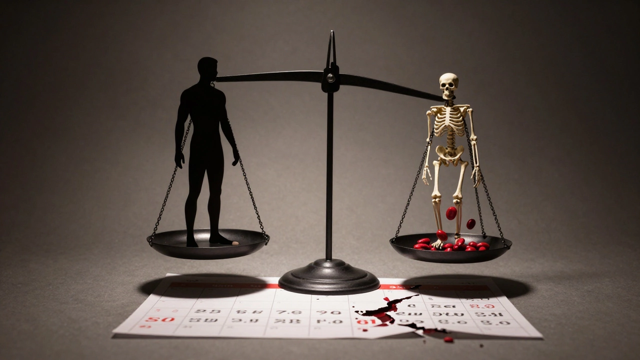 Весы с здоровым человеком и ослабленным силуэтом, под ними разорванный календарь с датами сдачи крови.