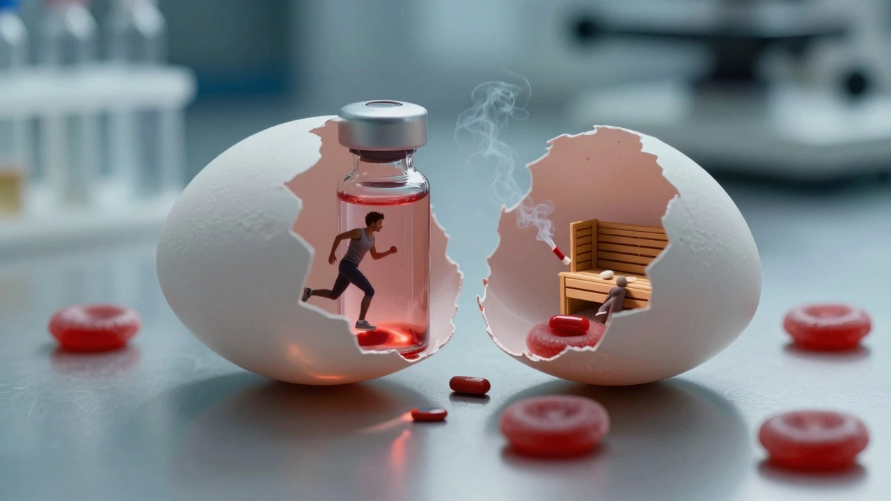 Пробирка с кровью, внутри которой видны сцены нарушений перед анализом.