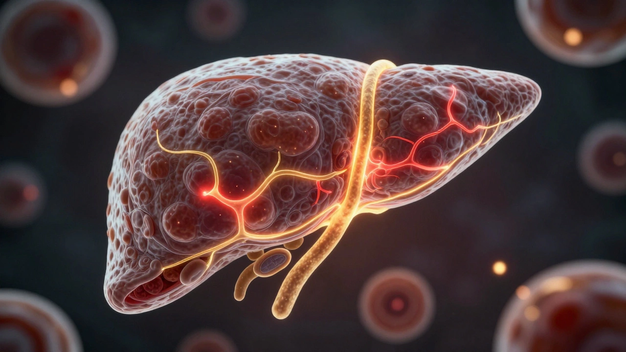 Микроскопическое изображение клеток печени с нарушением метаболических путей.