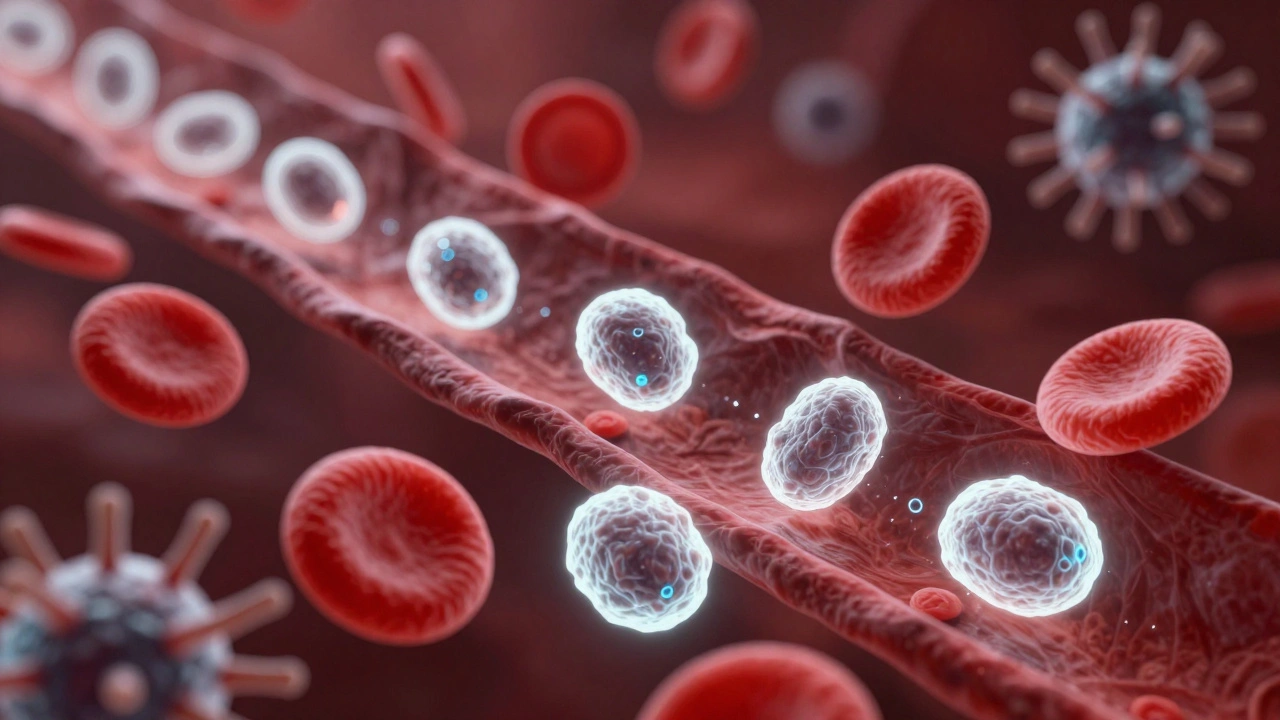 Белые кровяные клетки борются с инфекцией в кровотоке