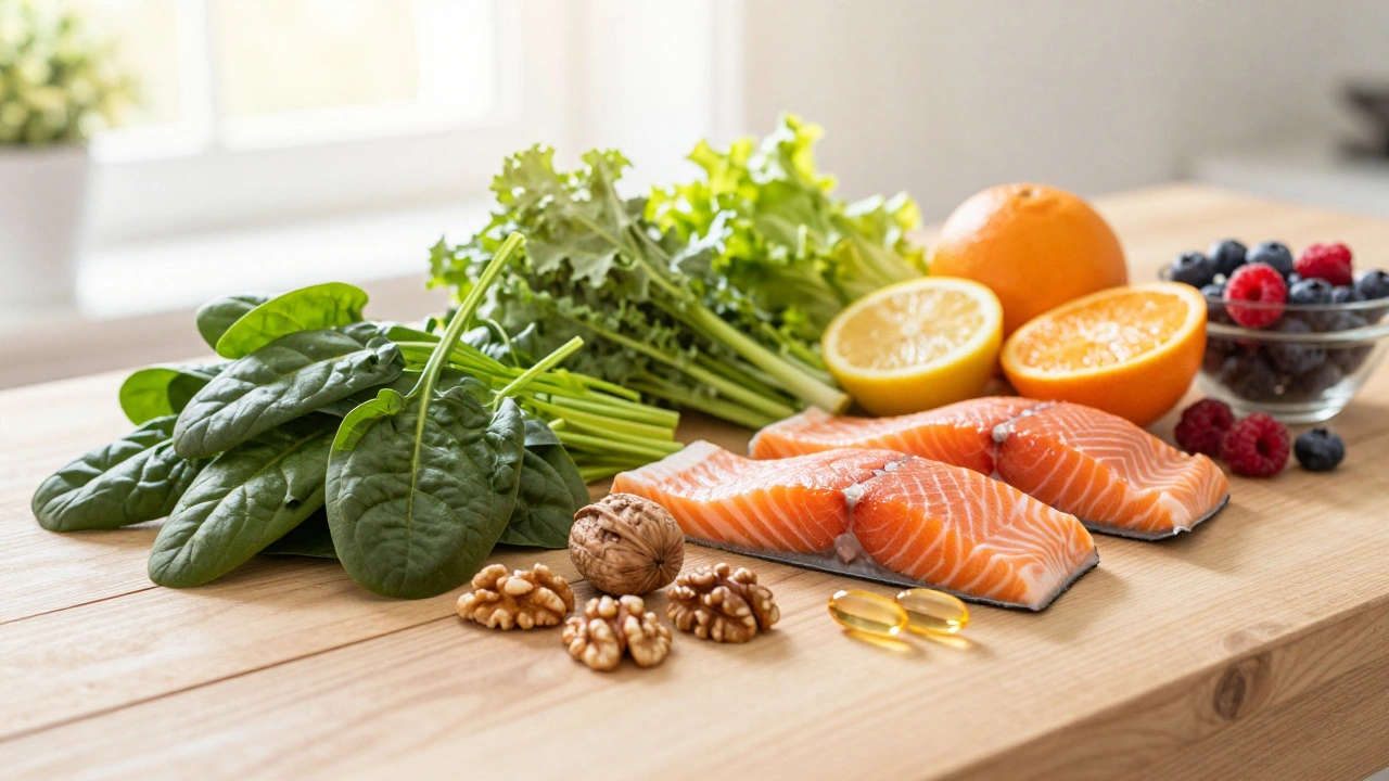 Полезные продукты для здоровья глаз на столе
